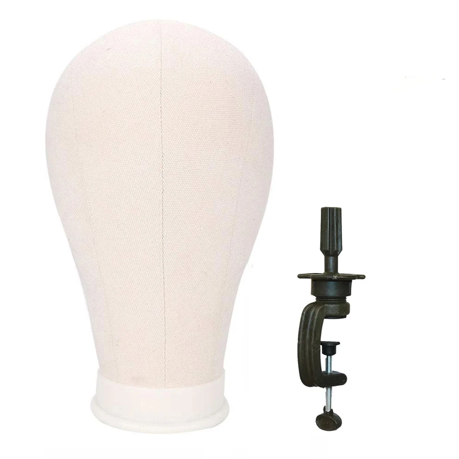 Cabeza de maniquí de 22 pulgadas con soporte, modelo de peluca con cabeza de lona con orificio de montaje para hacer peluca DIY