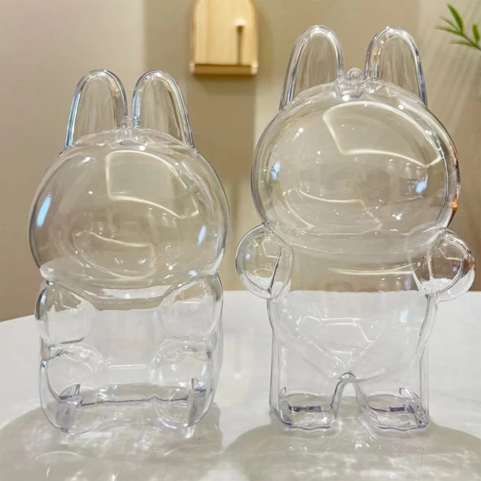 Neues 17 cm großes LABUBU Clear Macaron Case, Staubhülle, Gehäuse, Popmart Bubble Mart Puppenzubehör, Puppenzubehör, Weihnachtsgeschenke