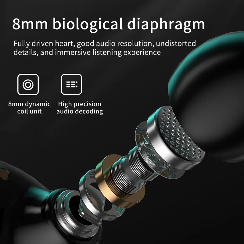 Auricolari Bluetooth 5.3 M25 Auricolari con cancellazione del rumore Cuffie wireless Chiamata HD Cuffie sportive stereo con microfono