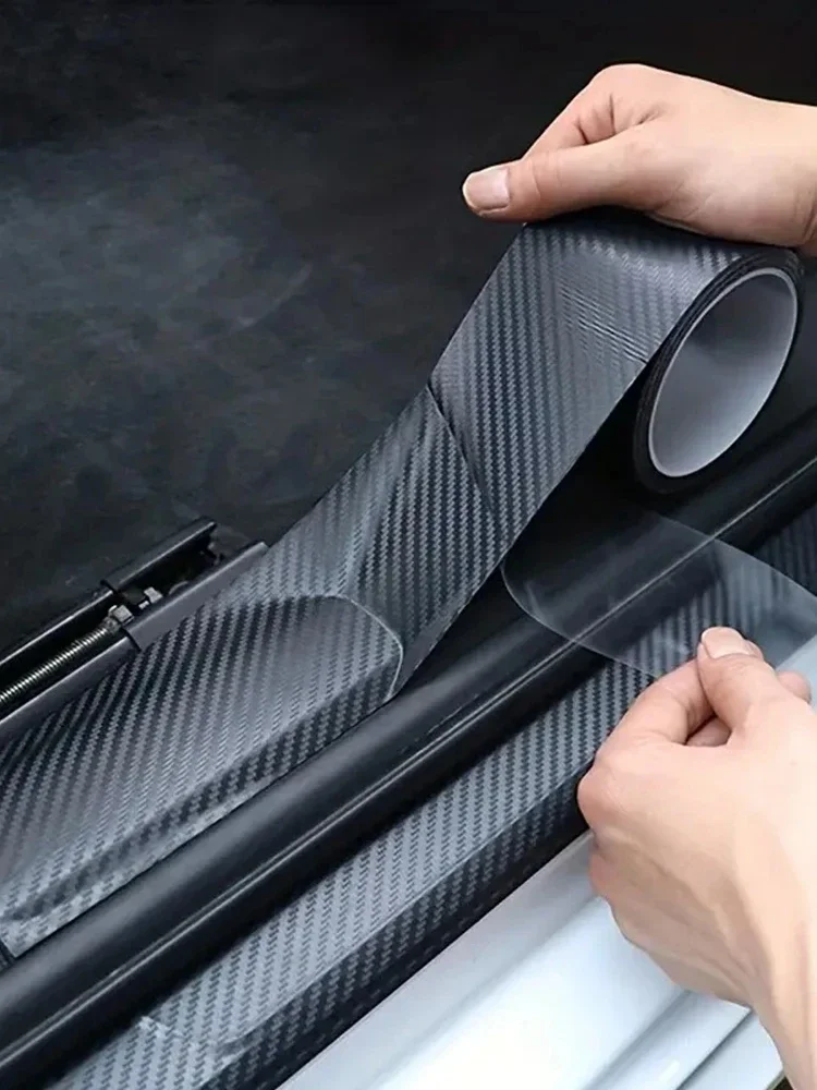 Adesivo 3D in fibra di carbonio Pasta per soglia auto Pellicola protettiva Antigraffio Nano adesivo nero opaco impermeabile per carrozzeria auto