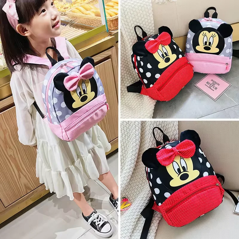 กระเป๋าเป้สะพายหลังการ์ตูนสําหรับเด็กทารกเด็กหญิง Minnie Mickey Mouse เด็กน่ารักกระเป๋านักเรียนอนุบาลกระเป๋านักเรียนเด็กของขวัญ