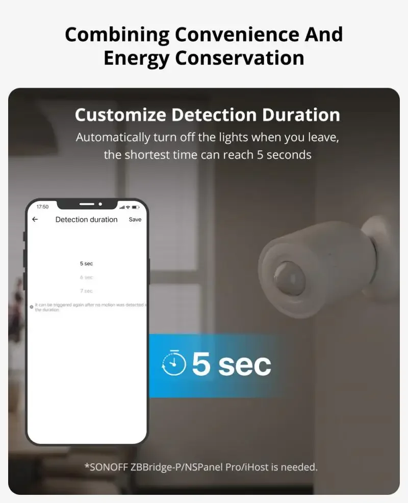 Датчик движения SONOFF SNZB-03P Zigbee, инфракрасный датчик движения, срок службы аккумулятора 3 года, с поддержкой Alexa Google Smarthings