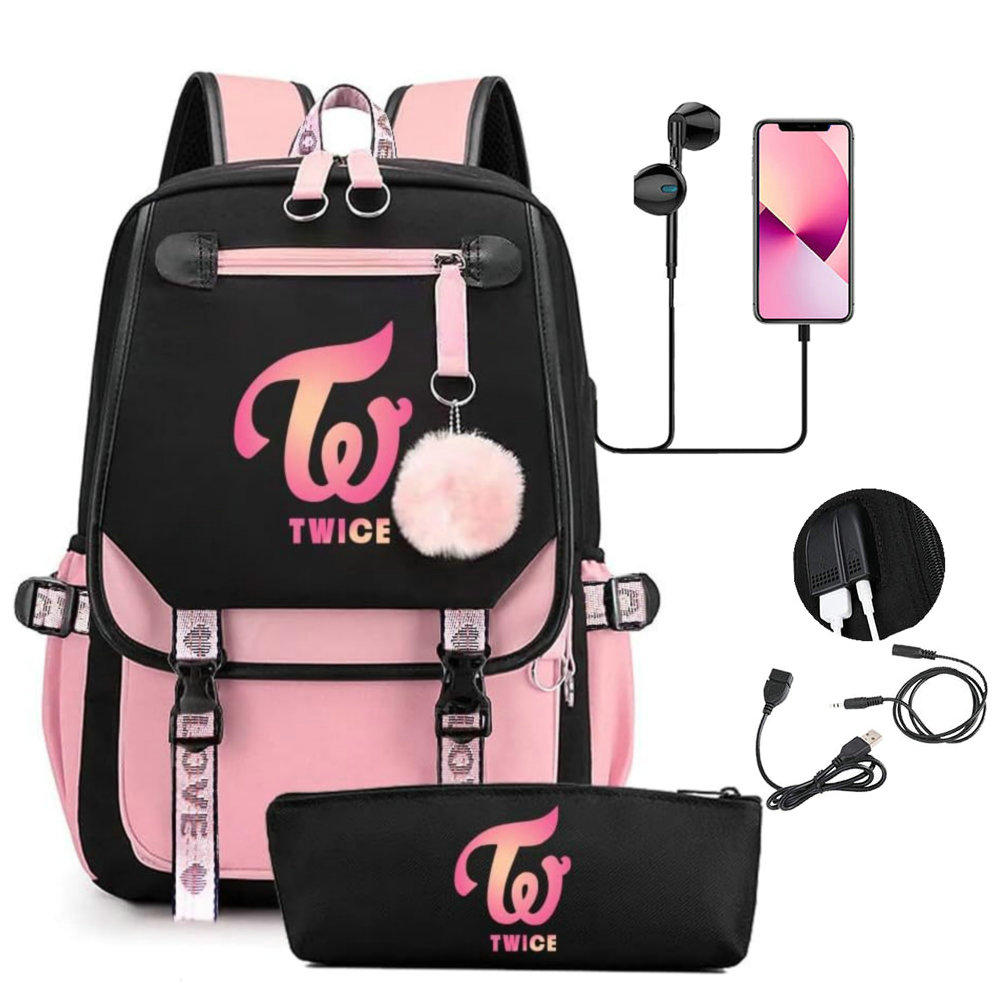 Bolsa de libros con carga USB de gran capacidad, Mochila de viaje, mochilas Sana Momo, colección de Fans de regalo