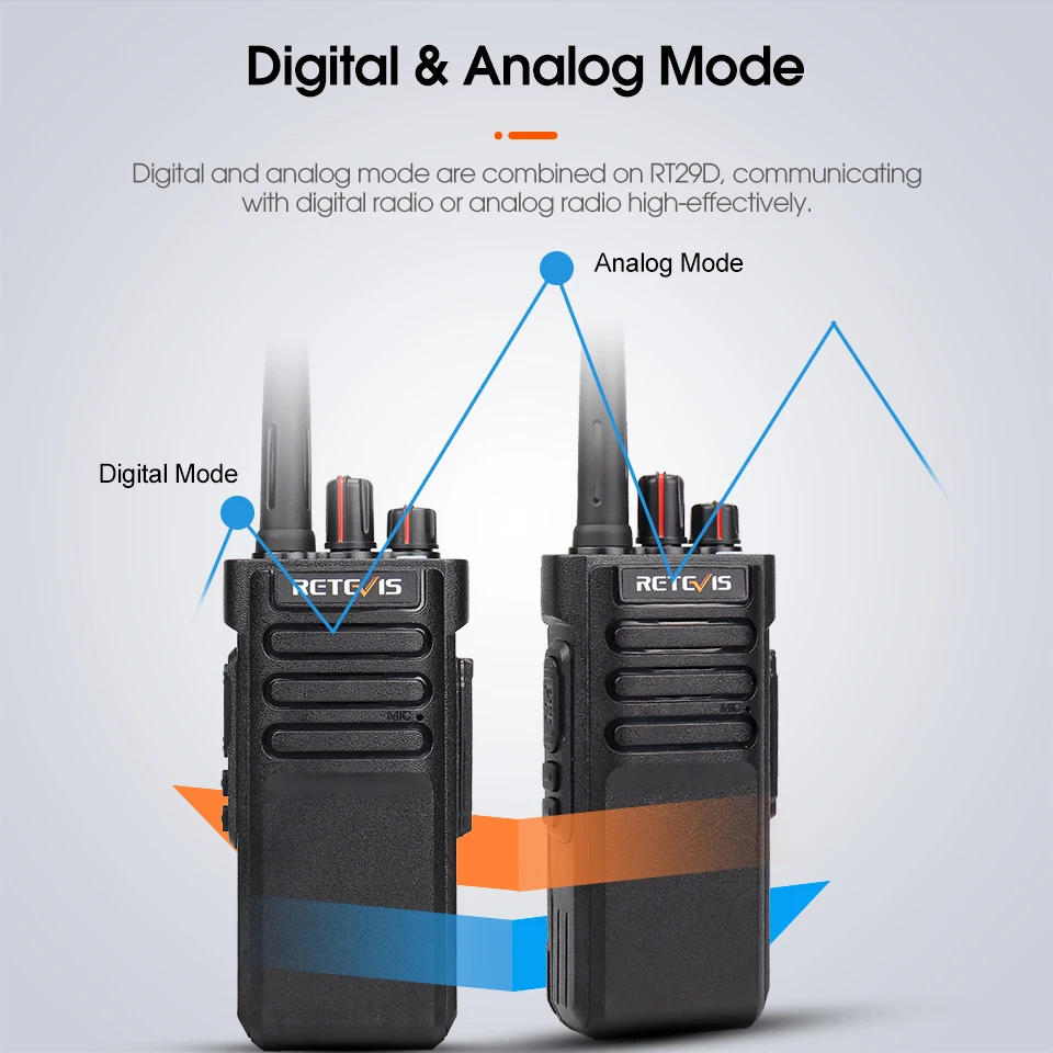 10W Retevis RT29D DMR Walkie Talkie Bluetooth Long Range Leistungsstarkes Walkie-Talkie Wasserdichtes UHF-Funkgerät für Resort Club