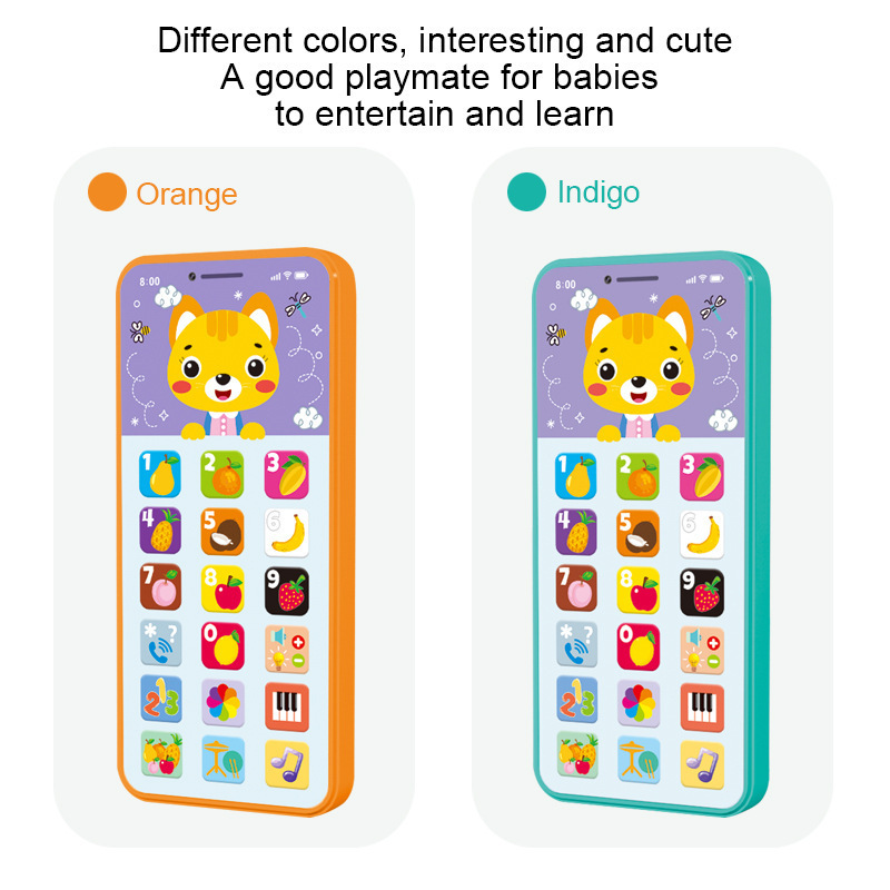 Crianças simulação telefone bebê musical cedo brinquedos educativos inglês aprendizagem celular com som leve brinquedo vocal móvel