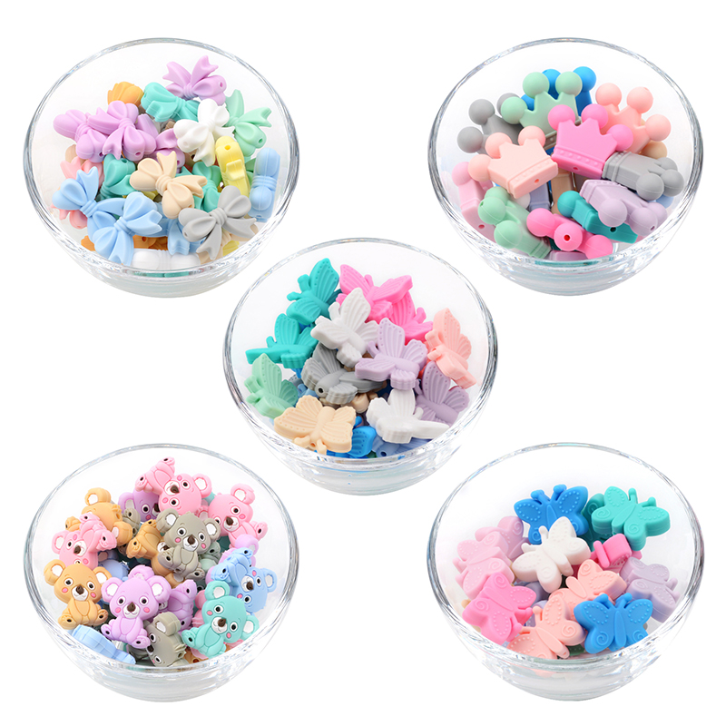 Cuentas de silicona para dentición de bebé, 10 piezas, hoja de Panda, Sunflowe, juguete de roedores de silicona fantasma de grado alimenticio, accesorios de regalo sin BPA para enfermera