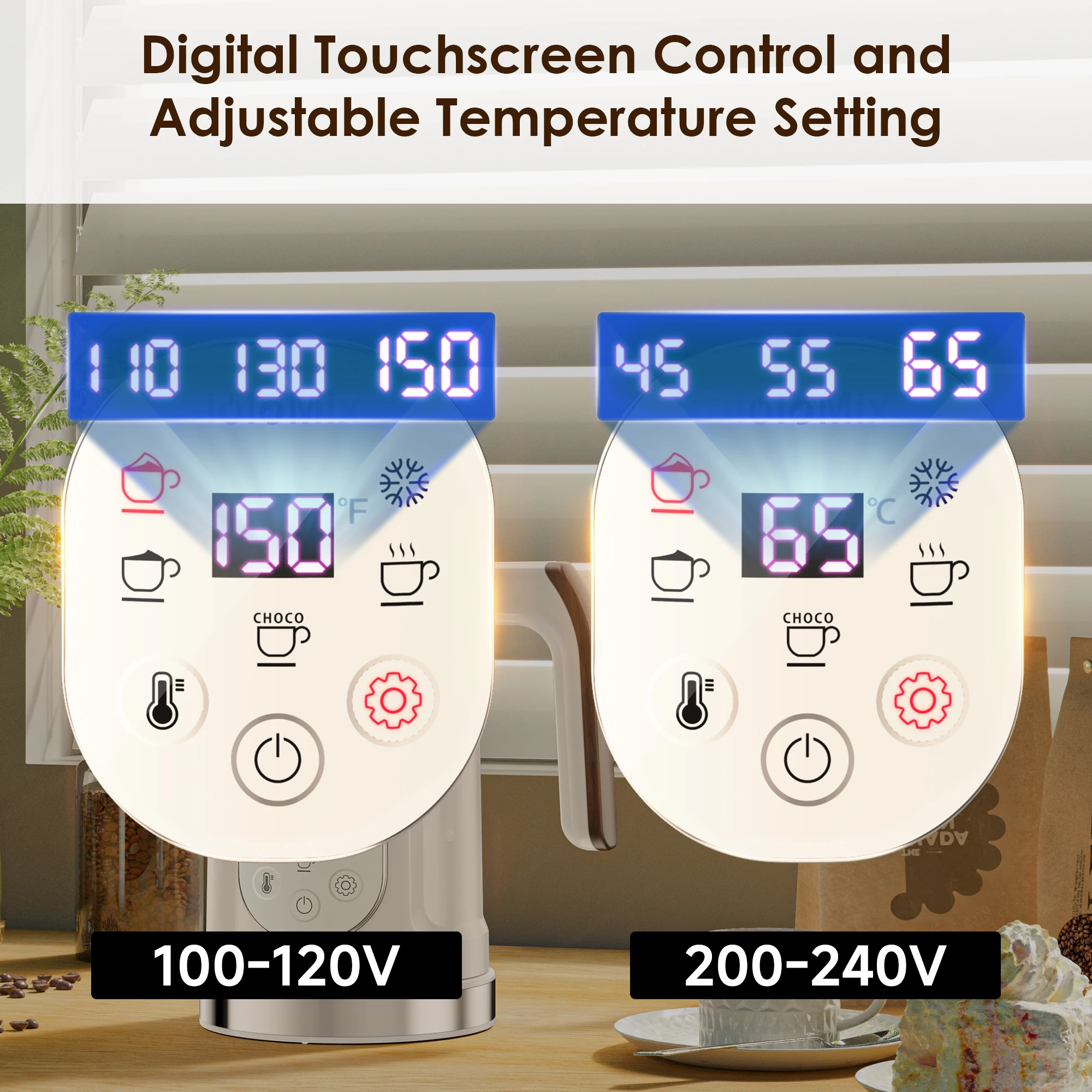 BioloMix 5-in-1-Milchaufschäumer mit verbessertem LED-Display und Touchscreen – Heiß- und Kaltschaumbereiter, Milchwärmer für Kaffee, Latte