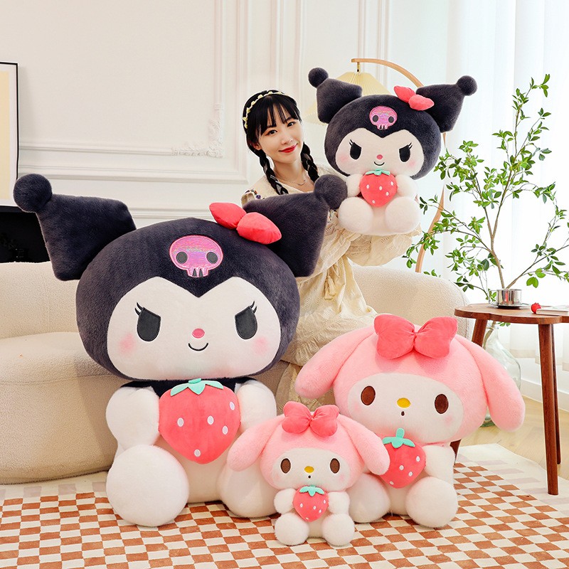 32-25cm sanrio kuromi minha melodia morango série pelúcia animal boneca dos desenhos animados bonito travesseiro de pelúcia brinquedo presentes de aniversário das crianças