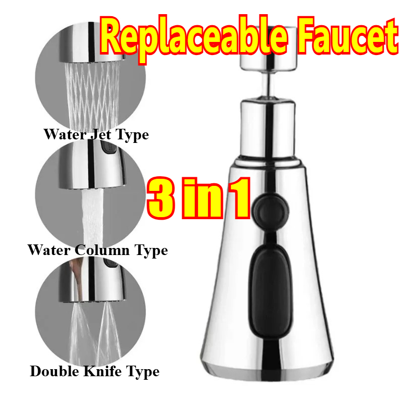 Universal 360° °   Rotation Küche Wasserhahn Extender 3 In 1 ABS Langlebig Wasser Sparen Dusche Spray Kopf Badezimmer Becken Wasserhahn Ersatz