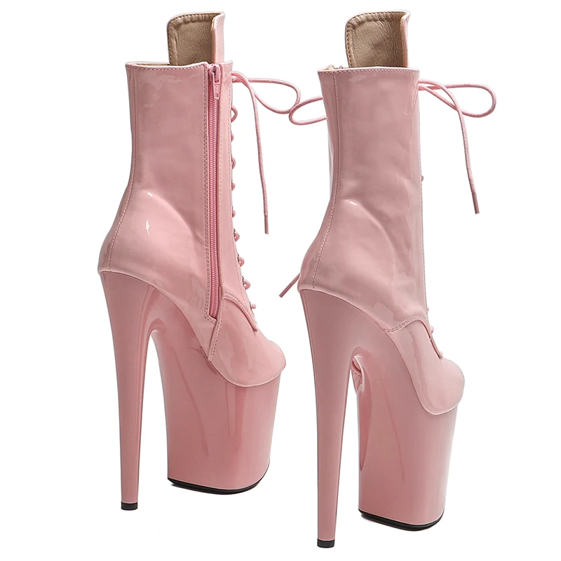 Leecabe 20cm/8inches patent pu obere kleine offene Zehen High Heels Stripper Ferse Pole Dance Boot