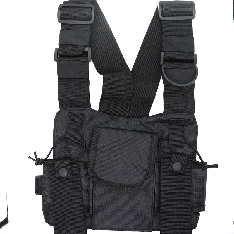Ham rádio hip hop pacote frontal west wist bolsa coldre colete masculino tático peito rig saco para wouxun baofeng UV-5R UV-82 bf-888S