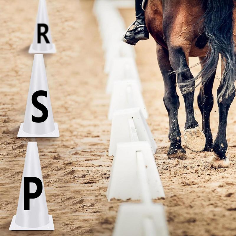Equipo de entrenamiento para caballos, conjunto de conos de letras de vendaje blanco portátil, equipo de entrenamiento para caballos, cono de entrenamiento deportivo apilable