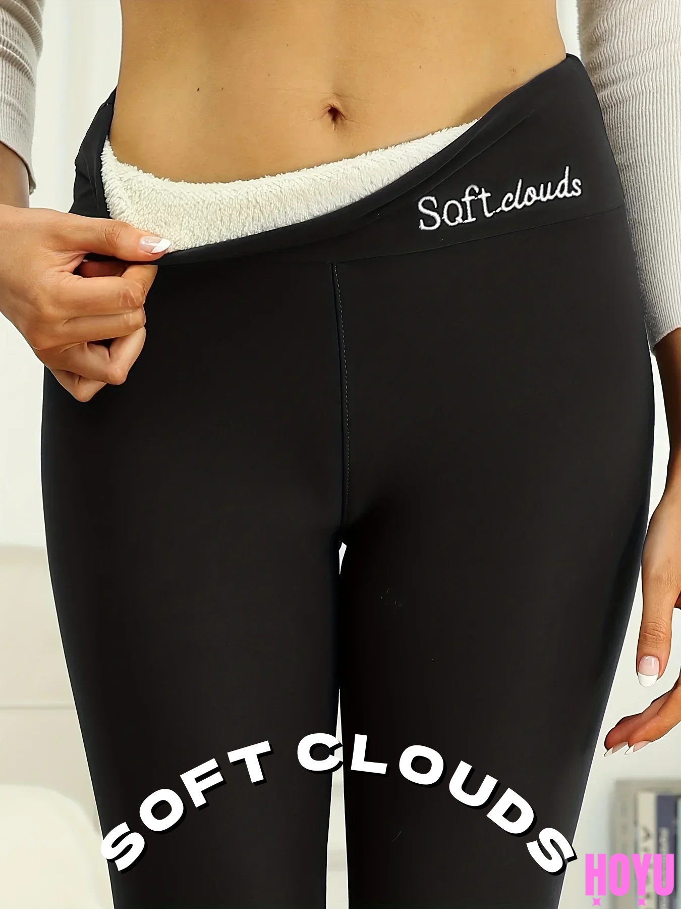 Women's warm leggings,flat bottomed lining warm pants,thick letter embroidery, ultra-thin elastic tight fitting clothes, winter