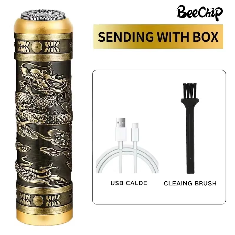 Rasoir à tête de dragon pour hommes Mini rasoir Portable rasoir USB charge
