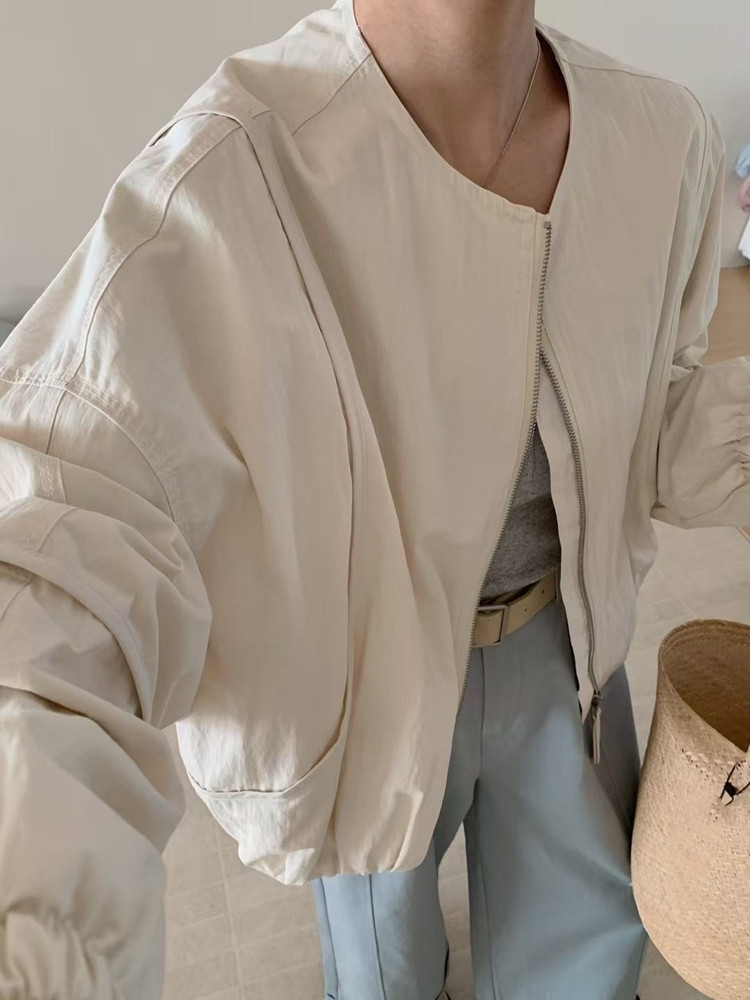 Abrigo de mujer de Color sólido de estilo coreano, chaqueta Bomber holgada de calle alta para primavera, ropa de moda para mujer