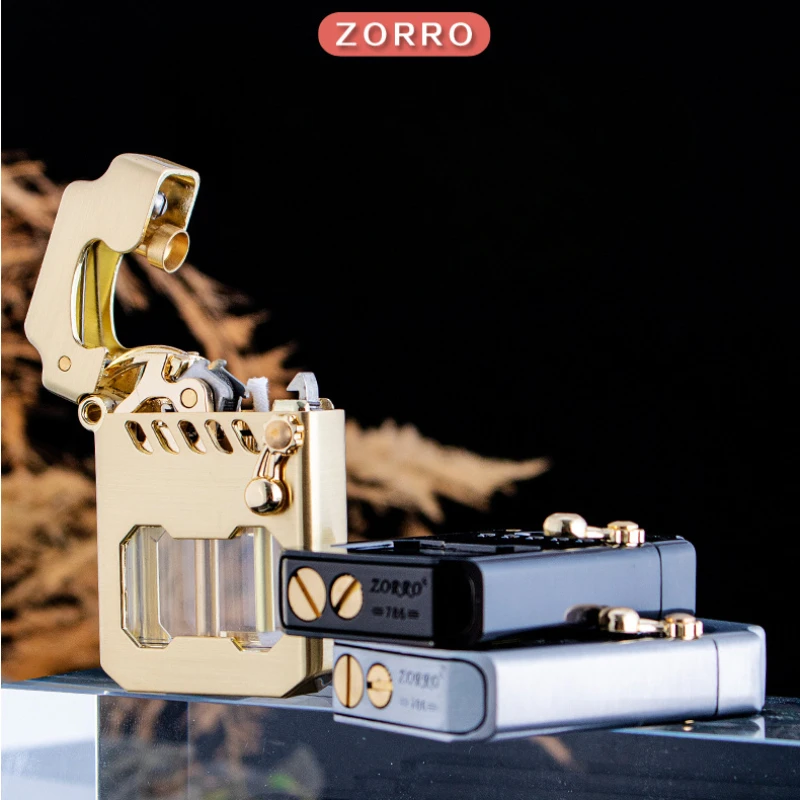 Zorro Mecha Transparent Compartment Semi-automatic Kerosene Lighter, Creative Gift for Boyfriend, High Quality