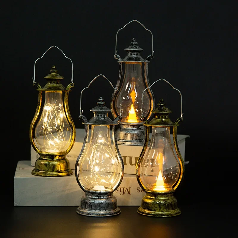 Lampada a olio retrò a LED, lampada da scrivania multicolore, luce portatile a cherosene antivento per la decorazione domestica