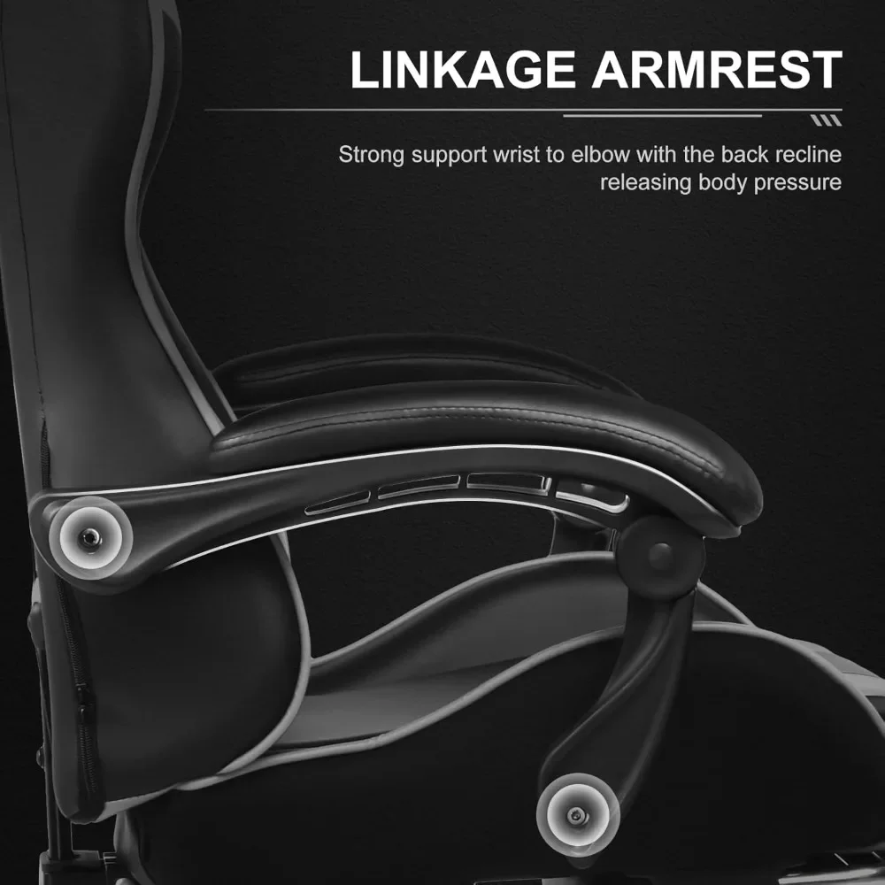 GTPLAYER Gaming Chair, Computer Chair with Footrest and Lumbar Support, Height Adjustable Game Chair with 360°-Swivel Seat