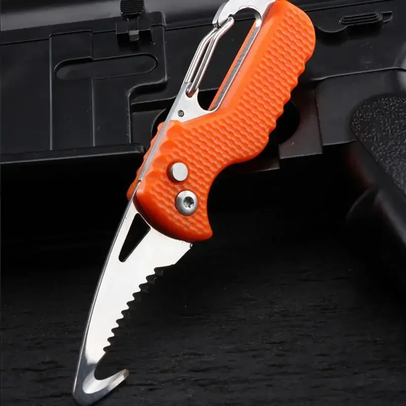 Portable Folding Knife Express Parcel Knife Stainless Serrated Hook Cutter Outdoor Camping Carry-on Survival Tool Box Opener