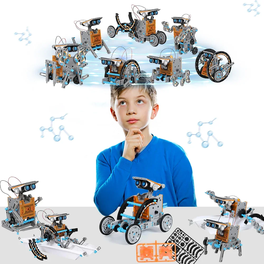 STEM 13-in-1 การศึกษาหุ่นยนต์พลังงานแสงอาทิตย์ของเล่น DIY อาคารการทดลองวิทยาศาสตร์ชุดสําหรับเด็กอายุ 8-12 พลังงานแสงอาทิตย์โดย Sun ชุดหุ่นยนต์