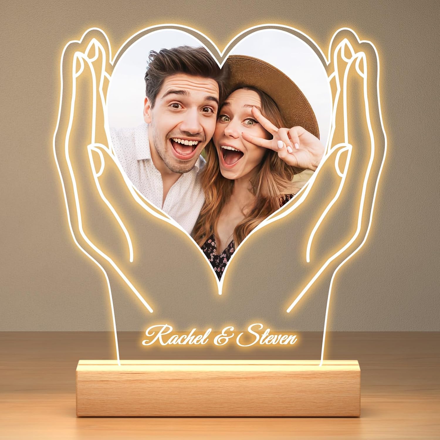 Personalized Custom Photo Text 3D Acrylic Lamp Customized Bedroom Night Light Valentine's Day Wedding Anniversary Birthday Gifts