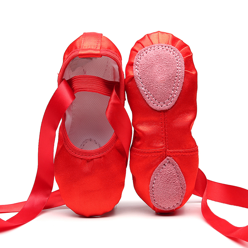 Niños niños punto principiante practicando zapatos de baile suela suave satén Ballet para niñas zapatilla bailarina zapato