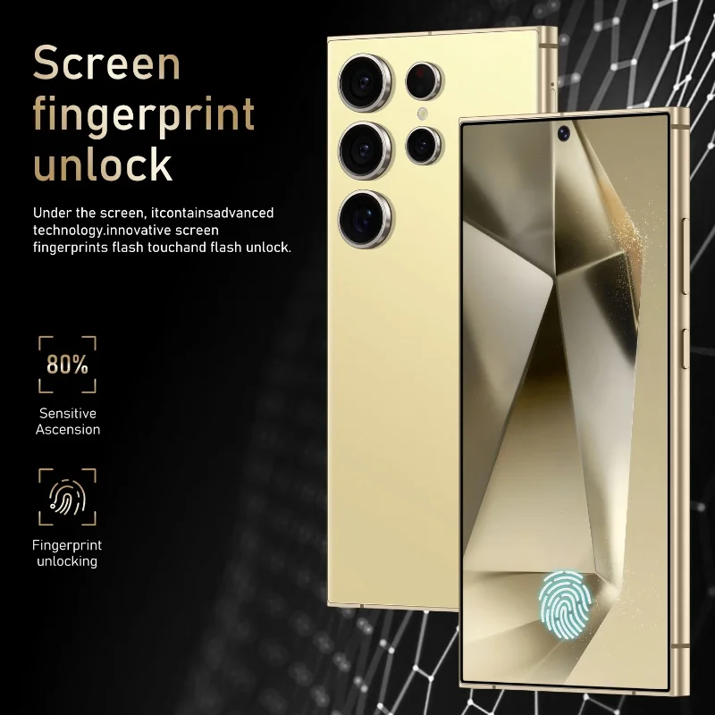 Global Vision S24 Ultraสมาร์ทโฟน5G Android 6000MAH 8GB RAM 512G ROM 6.8นิ้ว1920x1080HD 24 + 48MP MTK10 4Gเครือข่ายโทรศัพท์มือถือ
