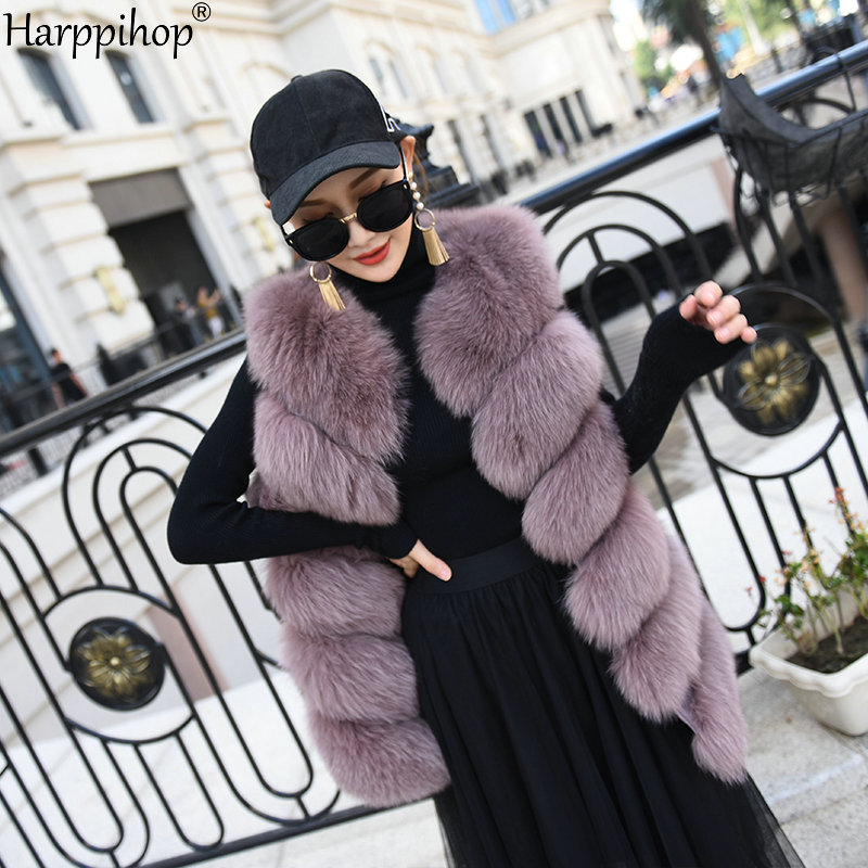 女性用の本物のキツネの毛皮のベスト,6ストリップ,ノースリーブ,秋冬