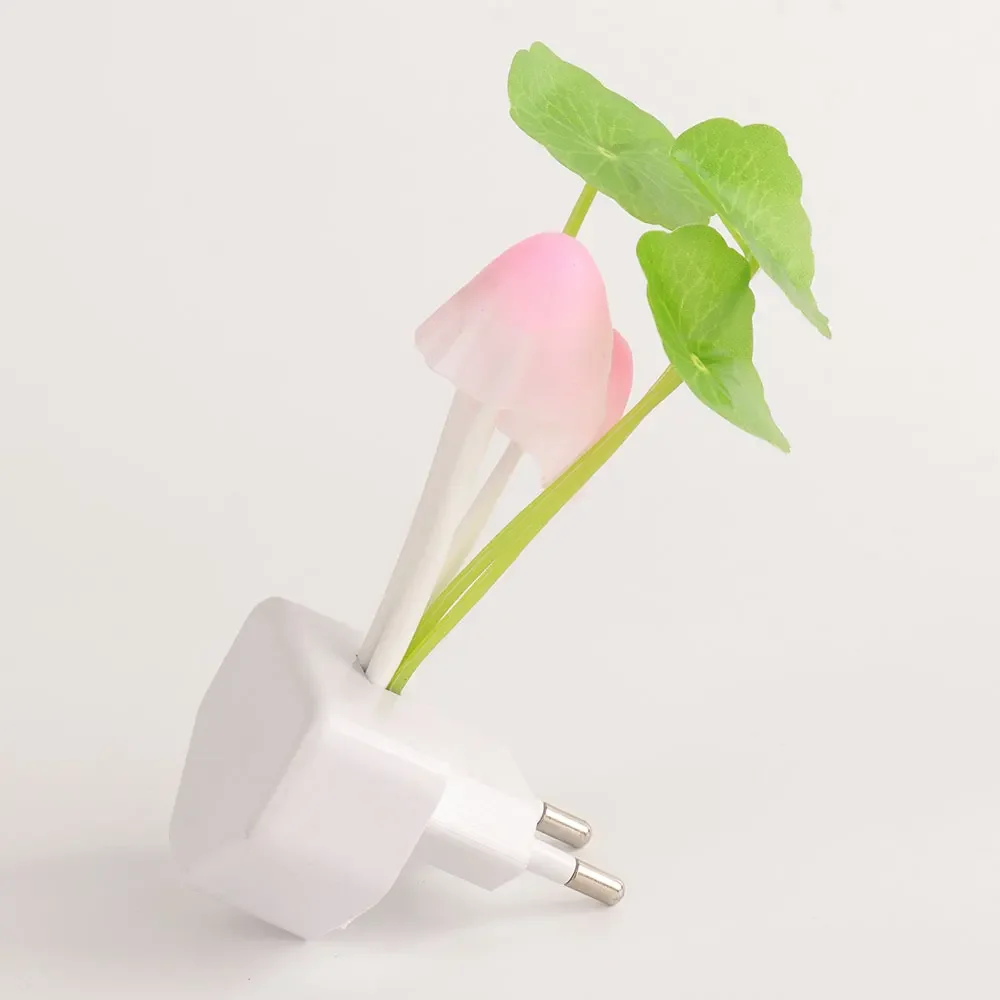 Lámpara con forma de hongo para la noche, Luminaria con 3 luces LED de colores, Sensor de 220v, novedad