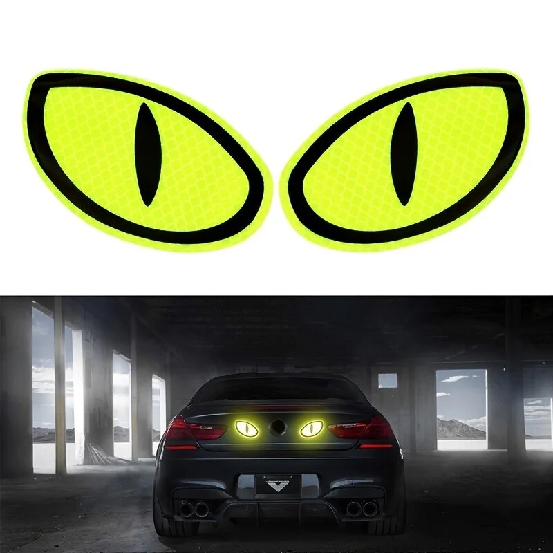 Car Reflective Safety Warning Tape, Cat Eyes Pattern, Decalques de segurança de condução noturna, Auto Truck, Motocicleta Reflector Sticker, 2pcs