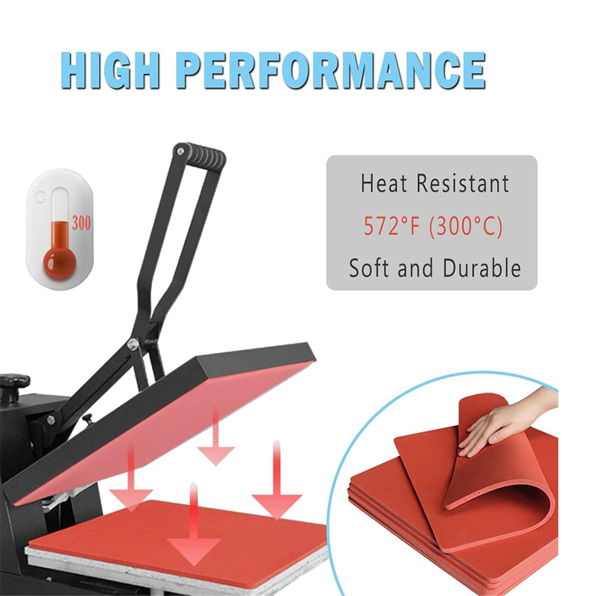 BABQ 12 × 15 インチシリコンヒートプレスマットパッド 0.3 インチ最厚昇華シリコンマットヒートプレス機フラットヒート用