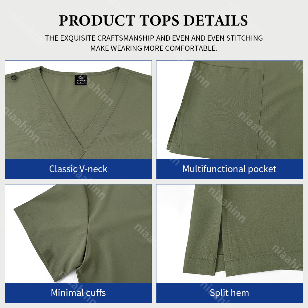 Enfermagem médica esfrega ternos casuais médico enfermeira uniformes cirúrgicos de manga curta com decote em v topos blusa bolso com zip jogger calças
