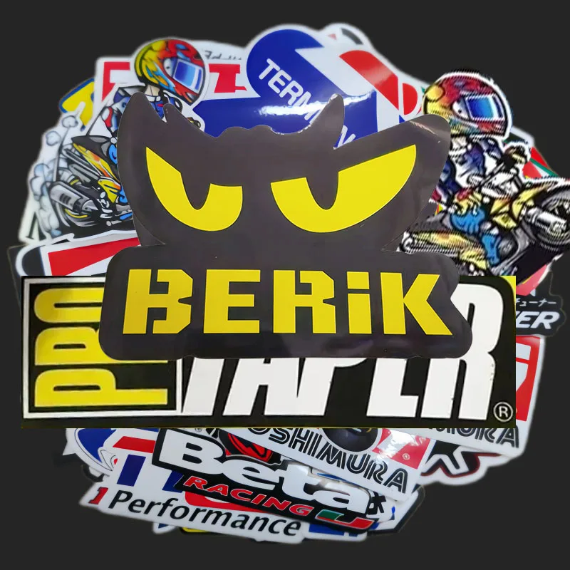 40/80 pçs aleatório motocicleta adesivos ornamentais para kawasaki yamaha bmw honda decalques capacete tanque de corrida patrocinador logotipo conjunto