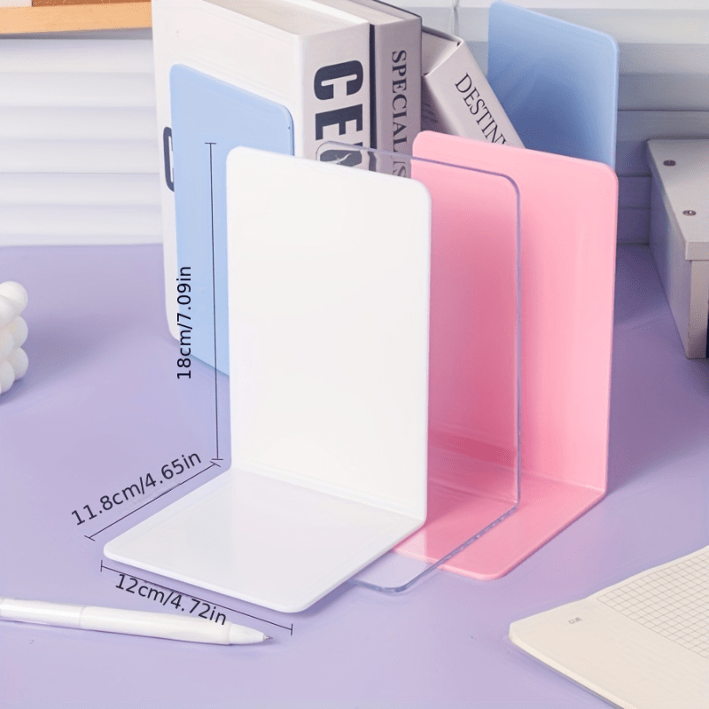 4/8pcs Set Clear Acrylic Bookends - Desktop Display Stands for Office, Home & Retail Use, Book Storage, Transparent