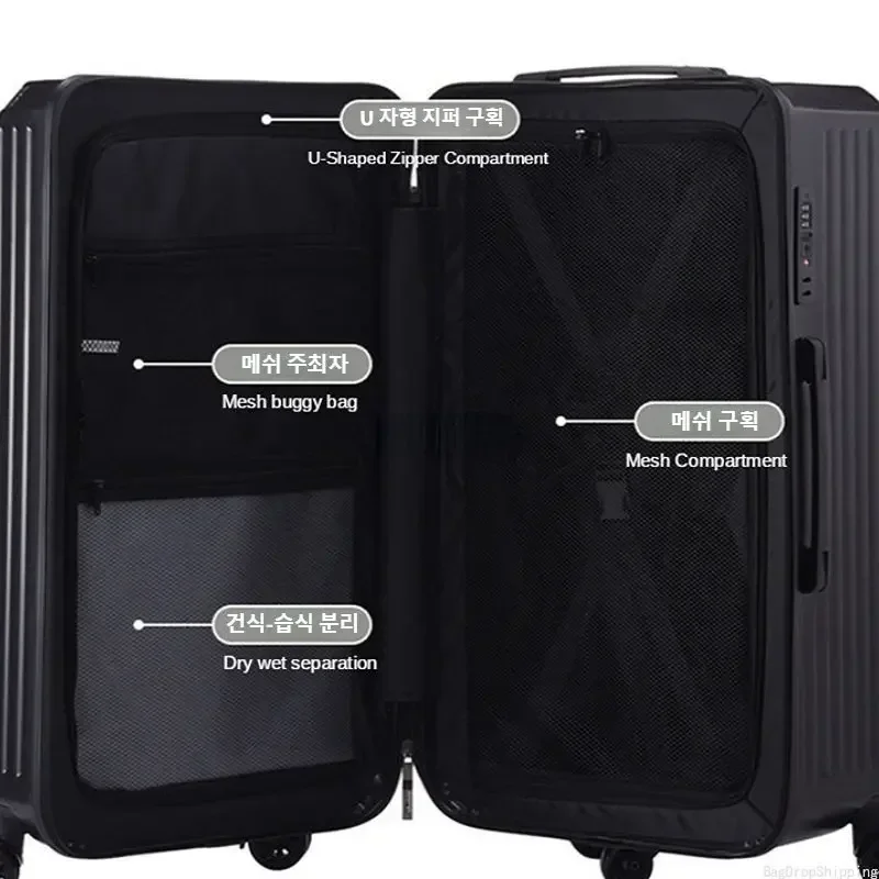 Pull Bar Box mit großer Kapazität 20 24 26 28 Zoll Universal-Rad koffer rechteckige Männer und Frauen mit Brems code Reiß verschluss Reisekoffer