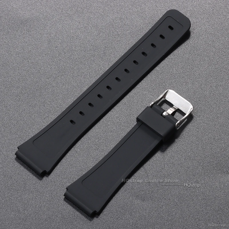 18mm Silicone Watch Strap for Casio W800H Soft Watchband Black Rubber Bracelet for SGW400 F91W F84 F105/108/A158/168 AE1200/1300