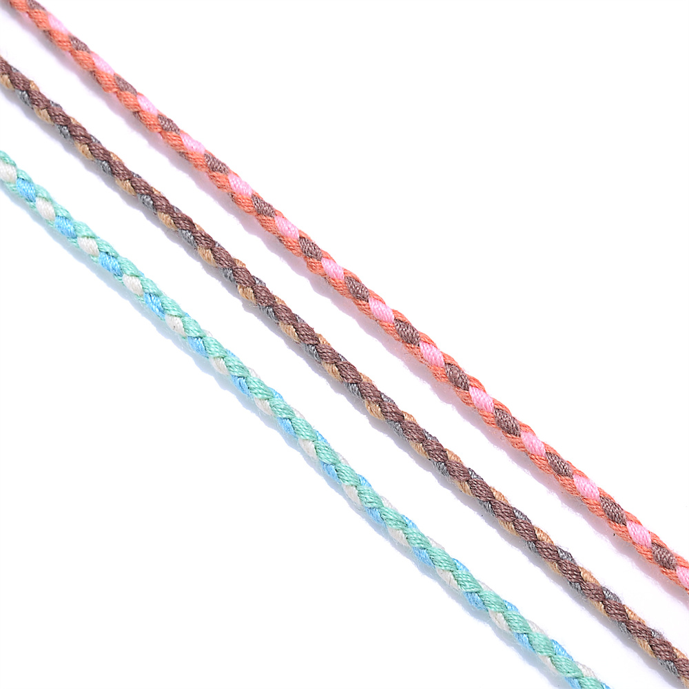 2mm 10m três cores quatro fios trançado algodão tecido corda torção linha de jóias diy mão corda cordão colar pendurado cabo