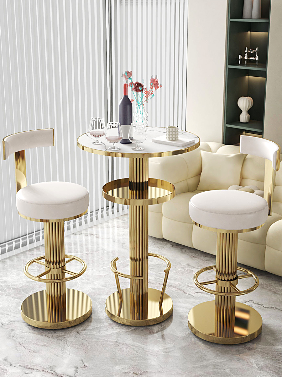 Mesa alta redonda, mesa de Bar para balcón, luz para el hogar, silla de Bar pequeña de ocio Premium de lujo, mesa de centro, Bar