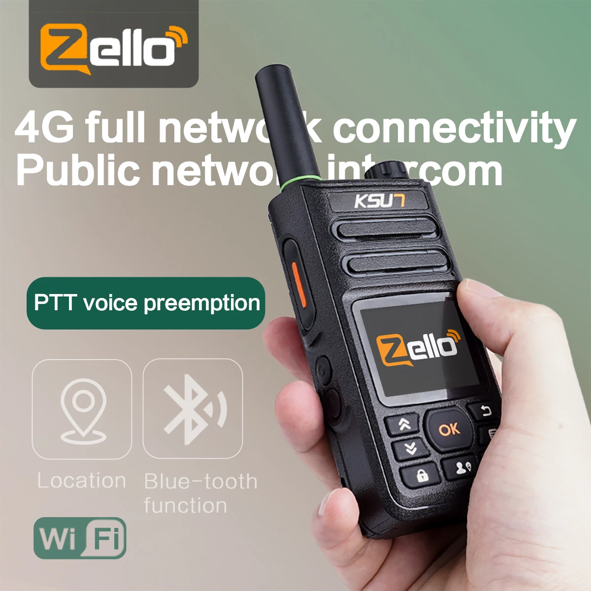 KSUN Walkie Talkie de largo alcance 100 millas PTT Zello Walkie Talkie 4g POC tarjeta Sim WiFi red teléfono celular Radio