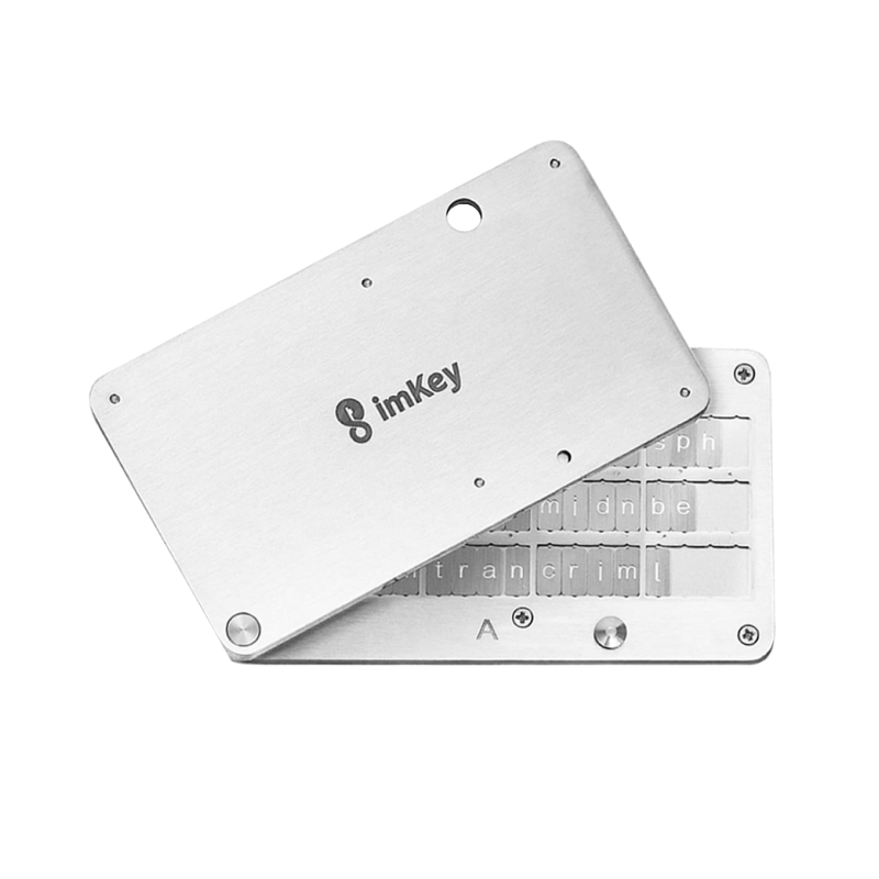 ImKey-s1 Kit de almacenamiento de frases de recuperación de activos criptográficos de 24 palabras, placa de Metal con frase de semilla mnemónica
