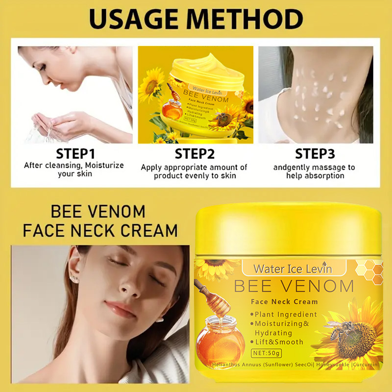 Crema para el Cuello con Veneno de Abeja - Efecto Lifting, Firmeza e Hidratación, Reduce Líneas Finas y Repara la Piel.