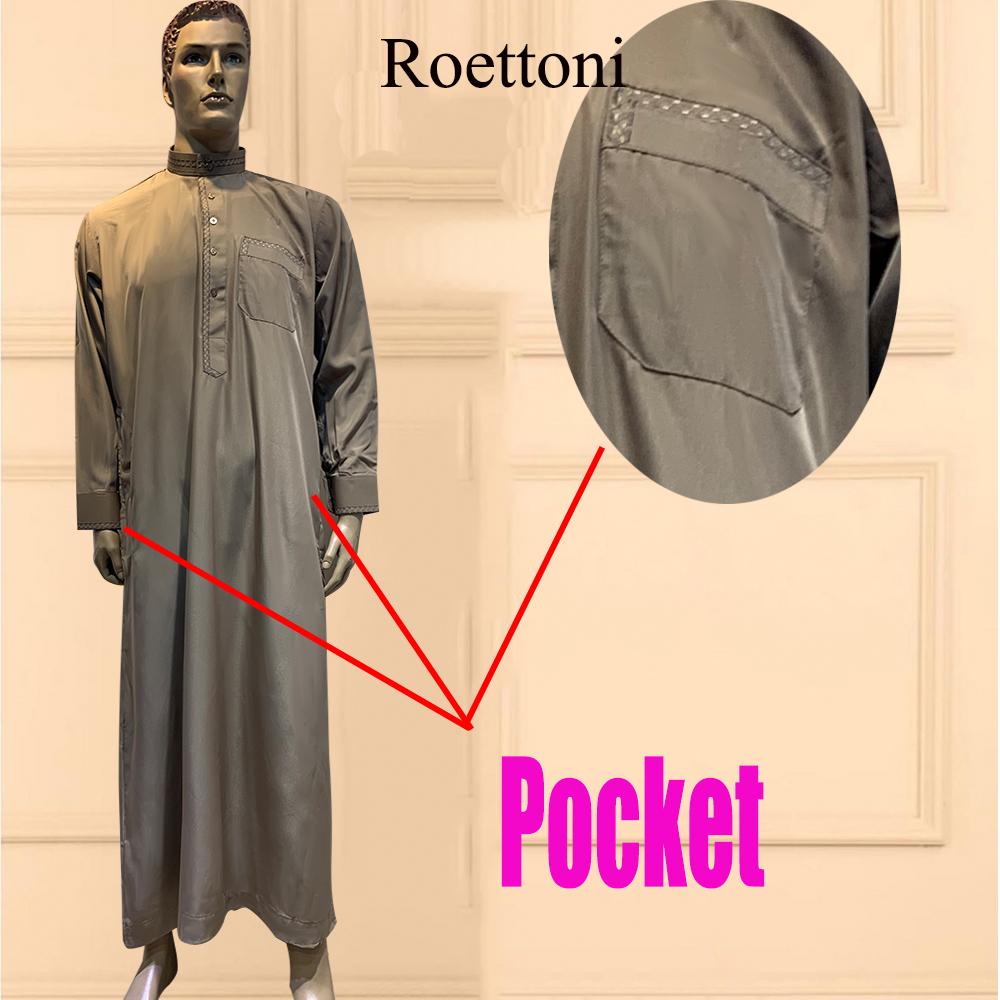 1 Mảnh Thấp Cổ Dân Tộc Áo Sơ Mi Người Đàn Ông Hồi Giáo Của Jubba Thobe Kaftan Cầu Nguyện Váy Qatar Pakistan Djellaba Hồi Giáo Vải Ả Rập áo Dài