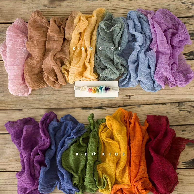 Recém-nascido Seersucker algodão gaze Swaddle cobertor, Stretch Soft Wraps, bebê Fotografia Props, Photo Studio Acessórios