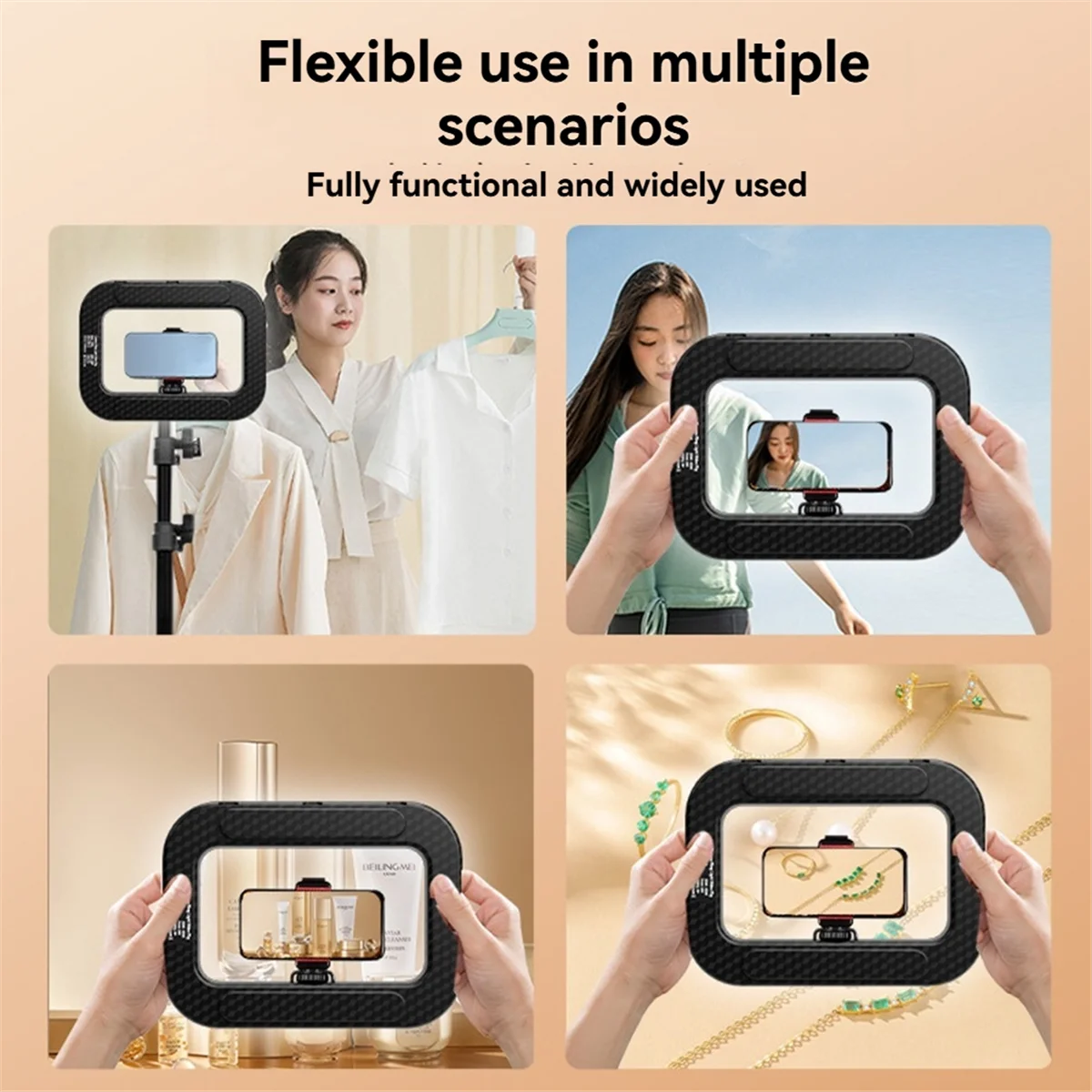 BABQ Handheld Ring LED Rechargeable Fill Light Portable Mobile Phone Live Broadcast Photography Desktop Selfie Light
