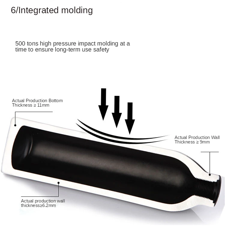 0.25/0.35L/0.45L/0.5L Hàng Không Al Hợp Kim Bộ Ga 30MPA Cao Áp Suất Không Khí Hình Trụ Di Động Tạo Oxy m18 * 1.5 Sợi