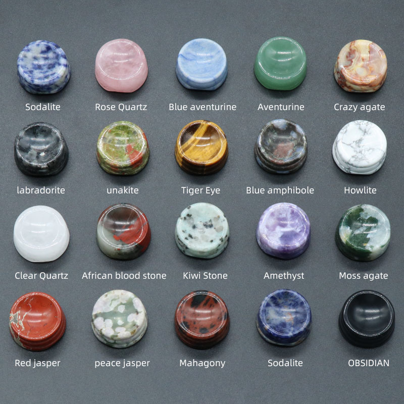 2 pièces 27mm pierre naturelle cristal agate base sphérique support en pierre en forme d'œuf base en pierre particulière boule circulaire siège ornement