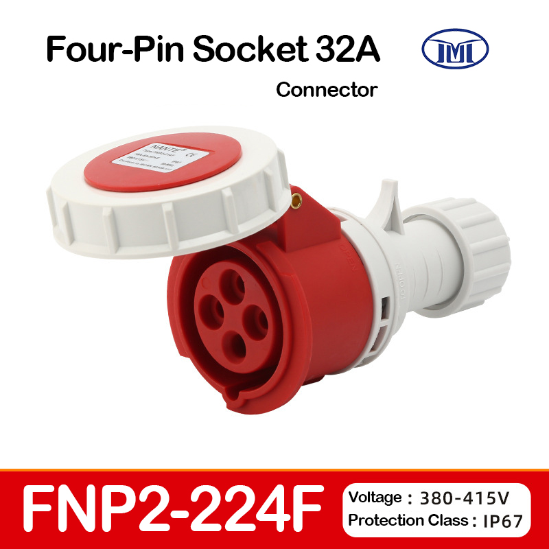 Industrial Electrical Plug And Socket Waterproof IP67 16 Amp 32 Amp 4pin Outlets