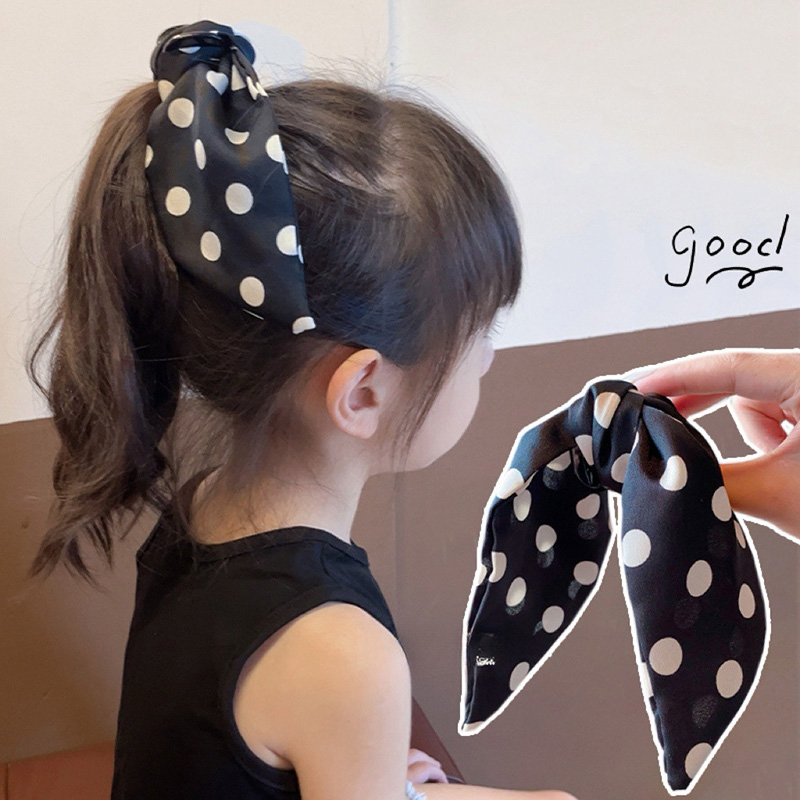 Заколка для волос с бантом в горошек для девочек, головные уборы с бантом, детские заколки для волос с высоким хвостом, милые заколки принцессы, детские аксессуары для волос