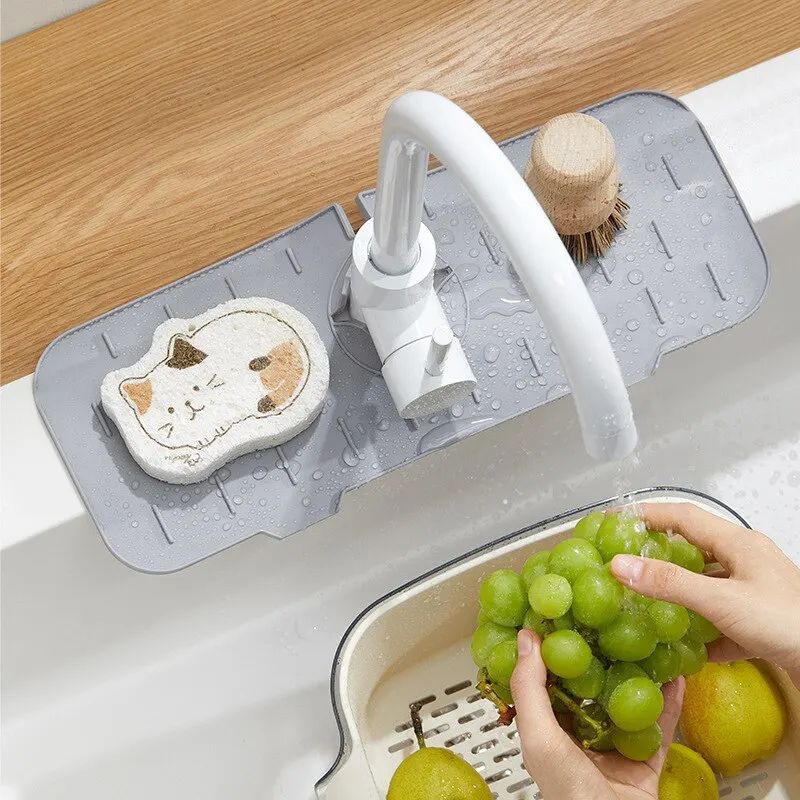 Wasserhahn-Matte, Küchenspüle, Silikon-Spritzpad, Entwässerung, Wasserstopper, Badezimmer-Arbeitsplattenschutz, schnell trocknendes Tablett