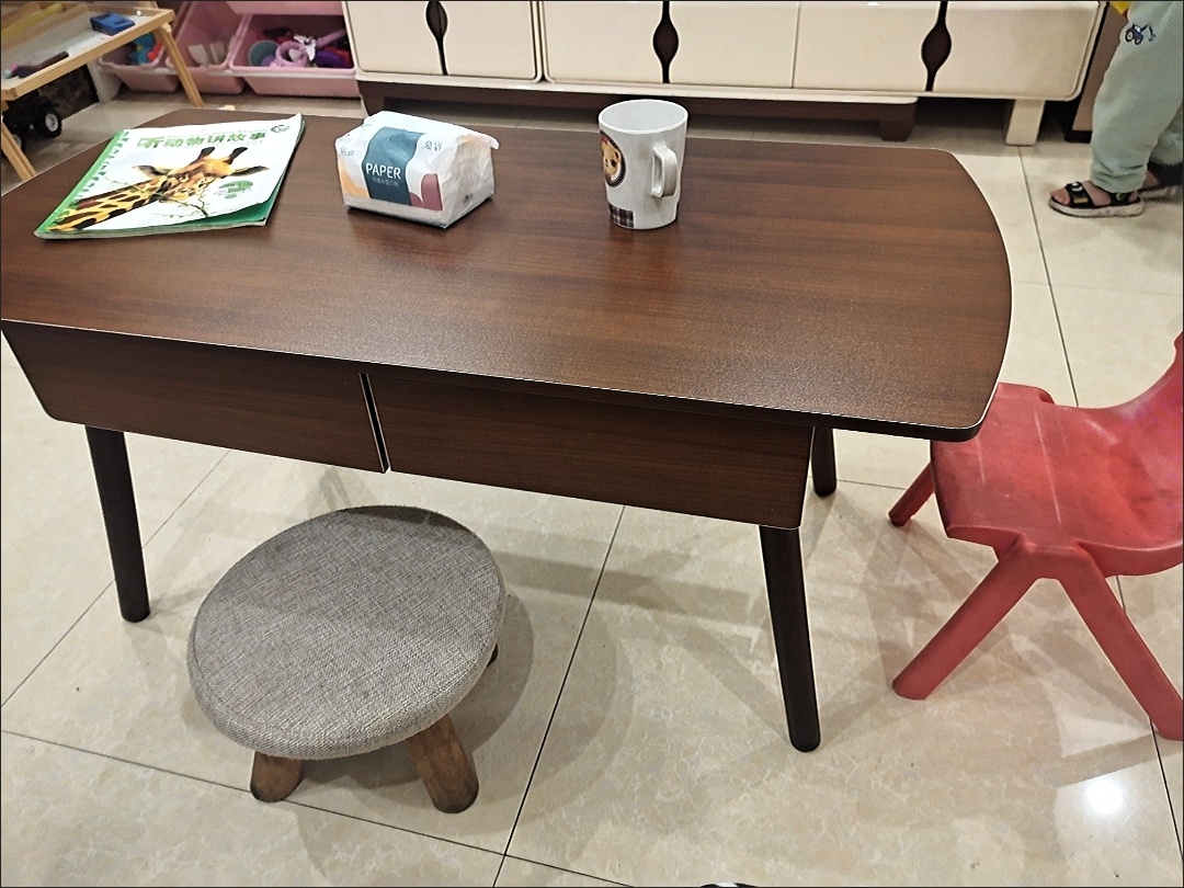 Duży pojemność przechowywania dwuwarstwowy prosta instalacja stolik do salonu z szufladą 100*48cm